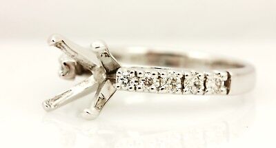14k white gold diamond solitaire accent engagement ring semi mount sz 4.5 3.01g