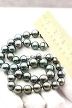 14k white gold 20 inch Tahitian cultured pearl saltwater necklace strand