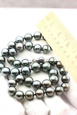 14k white gold 20 inch Tahitian cultured pearl saltwater necklace strand