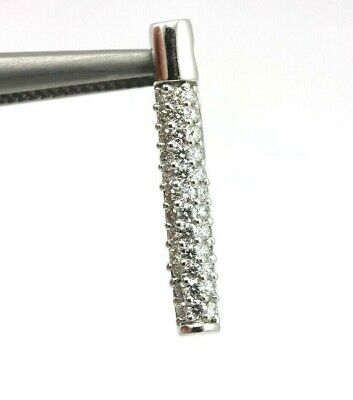 14k white gold .59 ctw round diamond cylinder tube pendant new 1 inch EF VS-SI1