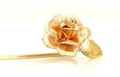Vintage KREMENTZ STICK PIN Rose Flower Estate gold plated