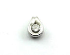 14K WHITE GOLD 1/2 CT ROUND DIAMOND 3/4 BEZEL DROP SHAPE PENDANT SLIDE NEW