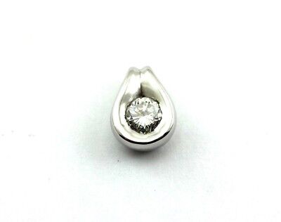14K WHITE GOLD 1/2 CT ROUND DIAMOND 3/4 BEZEL DROP SHAPE PENDANT SLIDE NEW