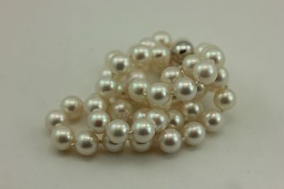 14k white gold 7.5-8mm round white cultured pearl 18" strand string necklace NEW