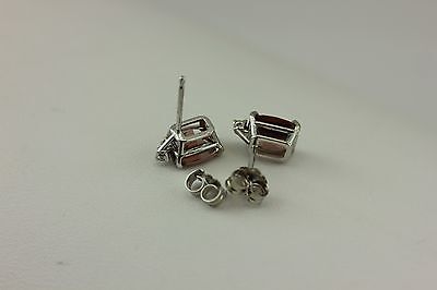 14k white gold 3.58ctw brown zircon cushion .03ctw diamond stud earrings NEW