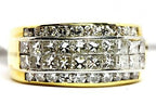 18K YELLOW GOLD 1.93 CTW PRINCESS ROUND DIAMOND WEDDING BAND RING SZ 6.5 ESTATE