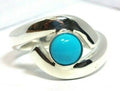 925 sterling silver 7mm round blue turquoise bypass twist ring size 9 band 7.7g