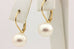 14k yellow gold round white rose freshwater pearl leverback earrings dangle new