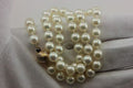 14k yellow gold 19 inch round white cultured pearl 7.5-8mm necklace high luster