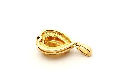 14k yellow gold 1.49 ct pear citrine diamond solitaire pendant for necklace 2.4g
