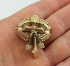 GOLD TONE VINTAGE ESTATE ANTIQUE PIN BROOCH HOLLOW ART NOUVEAU ART DECO DANGLE