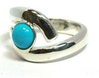 925 sterling silver 7mm round blue turquoise bypass twist ring size 9 band 7.7g