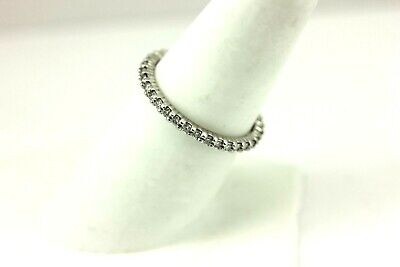 Platinum .49ctw round diamond wedding band 2mm eternity ring size 7.5 estate