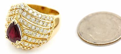 14k yellow gold 1.52ct red ruby pear shape 1.21ctw round diamond ring size 4.75