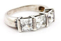 925 STERLING SILVER 3 STONE CZ 5 MM PRINCESS ENGAGEMENT RING SZ 5 WEDDING ESTATE