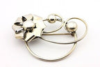 MAURICE STERLING SILVER FLOWER ART NOUVEAU CIRCLE PIN BROOCH BIG  VINTAGE 15.3g