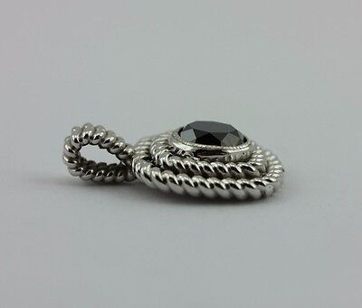 14k white gold 1.45ct round black diamond double rope bezel custom pendant new