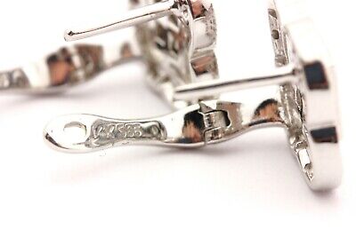 14k white gold .83ctw diamond clover 1/2 inch earrings estate invisible set