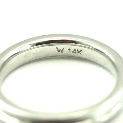 14k white gold wedding band size 4.25 ring 3mm polished lines satin edges women