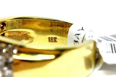 18K YELLOW GOLD 1.93 CTW PRINCESS ROUND DIAMOND WEDDING BAND RING SZ 6.5 ESTATE