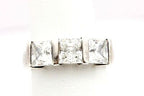 925 STERLING SILVER 3 STONE CZ 5 MM PRINCESS ENGAGEMENT RING SZ 5 WEDDING ESTATE