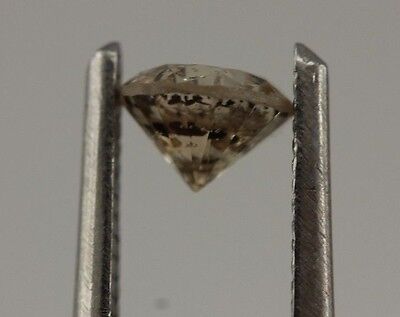 Round brilliant cut 0.37 carat loose diamond 4.3mm natural Light Brown I2 estate