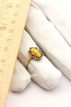 10K YELLOW GOLD 1.55 CT TIGER'S EYE QUARTZ MARQUISE FILIGREE RING VINTAGE ESTATE