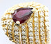 14k yellow gold 1.52ct red ruby pear shape 1.21ctw round diamond ring size 4.75