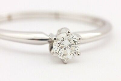 14k white gold .29ct round diamond ring solitaire band engagement estate sz 9.5