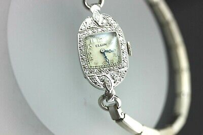 Platinum diamond 0.30 ct Elgin Art Deco woman's wrist watch estate vintage
