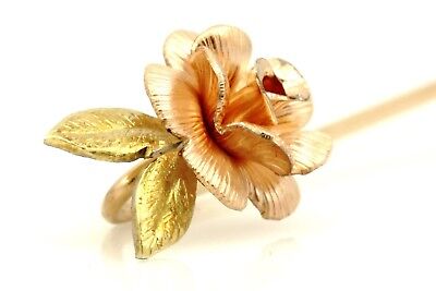 Vintage KREMENTZ STICK PIN Rose Flower Estate gold plated