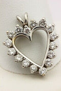 14k white gold 1ctw round diamond heart shape love pendant charm new