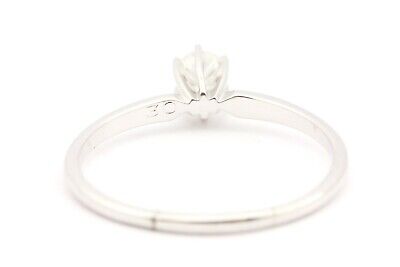 14k white gold .29ct round diamond ring solitaire band engagement estate sz 9.5