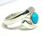 925 sterling silver 7mm round blue turquoise bypass twist ring size 9 band 7.7g