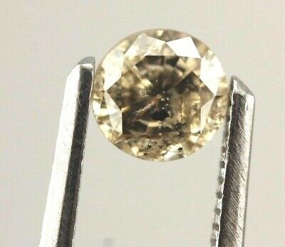 Round brilliant cut 0.37 carat loose diamond 4.3mm natural Light Brown I2 estate