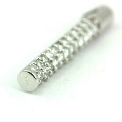 14k white gold .59 ctw round diamond cylinder tube pendant new 1 inch EF VS-SI1