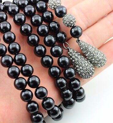 Opera length 4' 3" multi purpose bead necklace non continuous pewter base estate