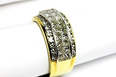 18K YELLOW GOLD 1.93 CTW PRINCESS ROUND DIAMOND WEDDING BAND RING SZ 6.5 ESTATE