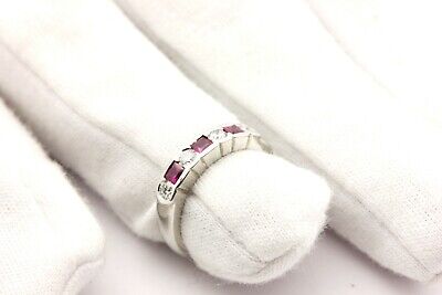 Platinum mother's ring .26ctw round diamond .33ctw pink sapphire princess NEW