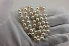 14k white gold 7.5-8mm round white cultured pearl 18" strand string necklace NEW