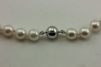 14k white gold 7.5-8mm round white cultured pearl 18" strand string necklace NEW