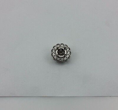 14k white gold diamond halo pendant prong setting for 3/4ct 5.6-5.8mm center new