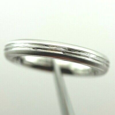 14k white gold wedding band size 4.25 ring 3mm polished lines satin edges women