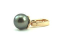 14K PINK GOLD 9MM ROUND BLACK TAHITIAN CULTURED PEARL 0.10CTW DIAMOND PENDANT