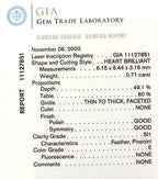 NEW GIA 0.71 carat heart brilliant diamond E/SI1 Good/Good 6.15 x 6.44 x 3.16 mm