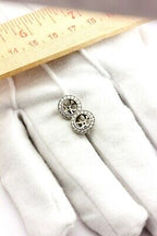 14k white gold 1ct 6-6.5mm center round diamond stud jackets scroll engraved NEW