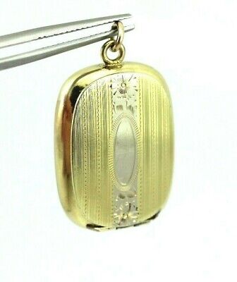 GOLD PLATED LOCKET PENDANT CHARM DETAILED WHITE GOLD FLORAL VICTORIAN ESTATE