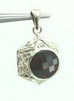 Sterling Silver 3.66ctw garnet diamond six star engraved bezel pendant new