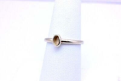 14k yellow gold 3x5mm oval bezel solitaire ring 2mm band setting size 6.75 new