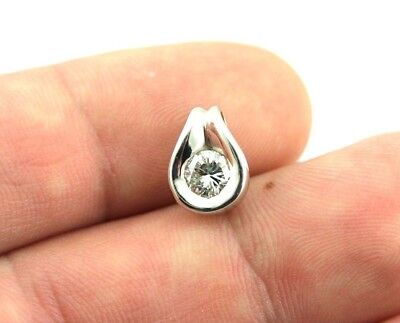 14K WHITE GOLD 1/2 CT ROUND DIAMOND 3/4 BEZEL DROP SHAPE PENDANT SLIDE NEW